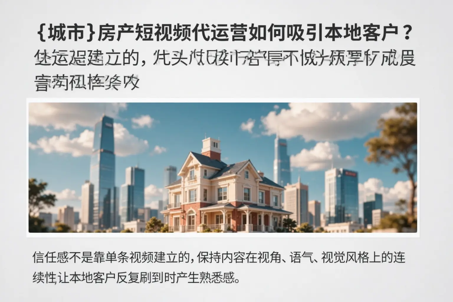通化房产短视频代运营如何吸引本地客户？