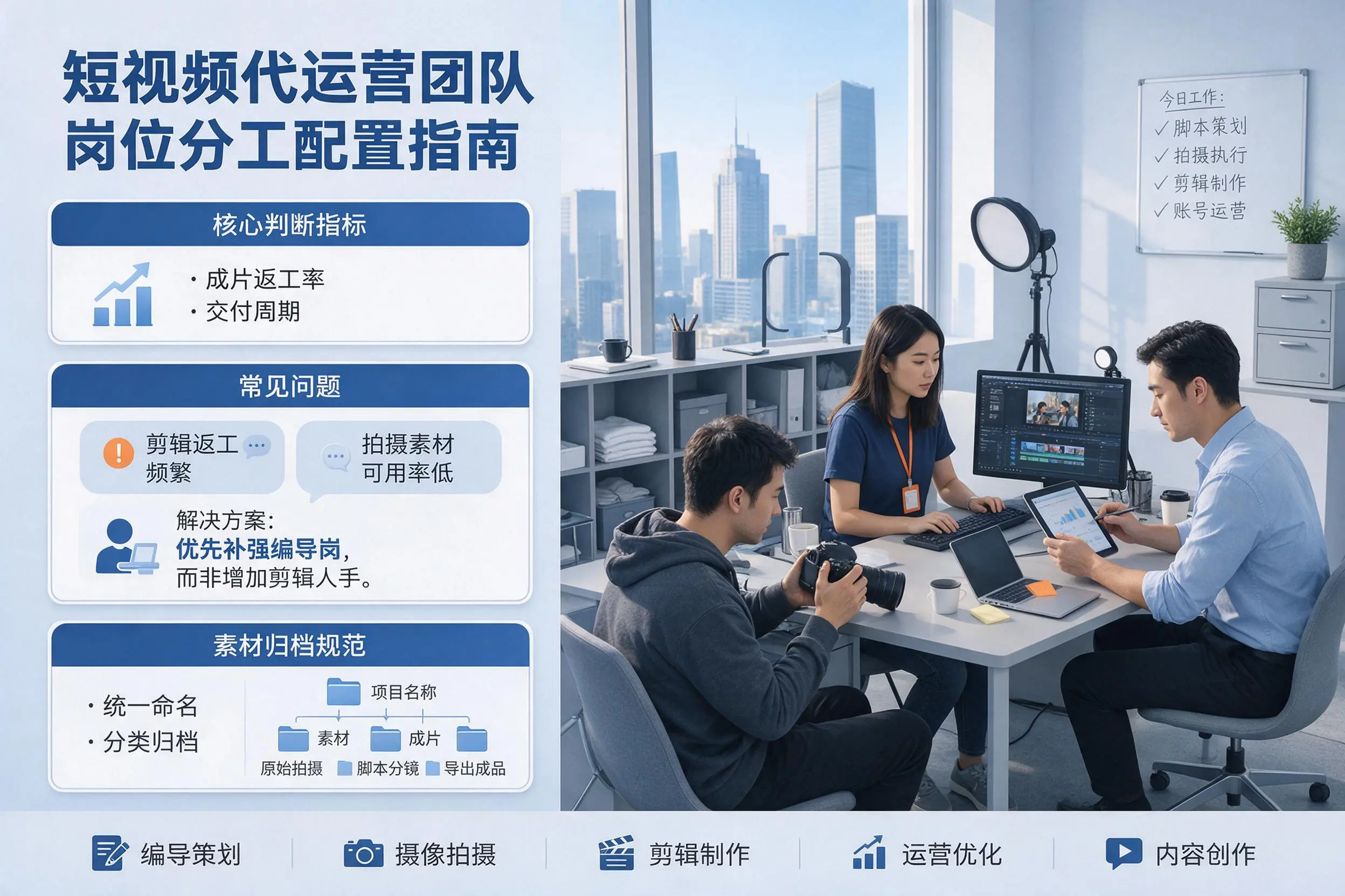短视频代运营团队如何配置?通化企业岗位分工科普说明