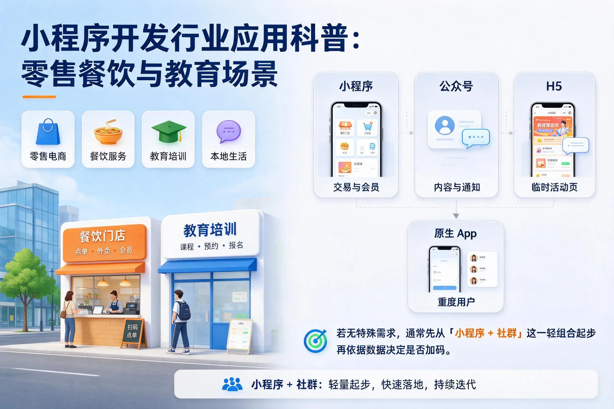 通化小程序开发行业应用科普:零售餐饮与教育场景